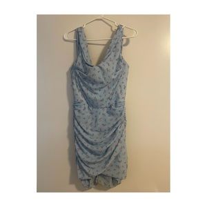 HOUSE OF CB corset dress baby blue with flowers!